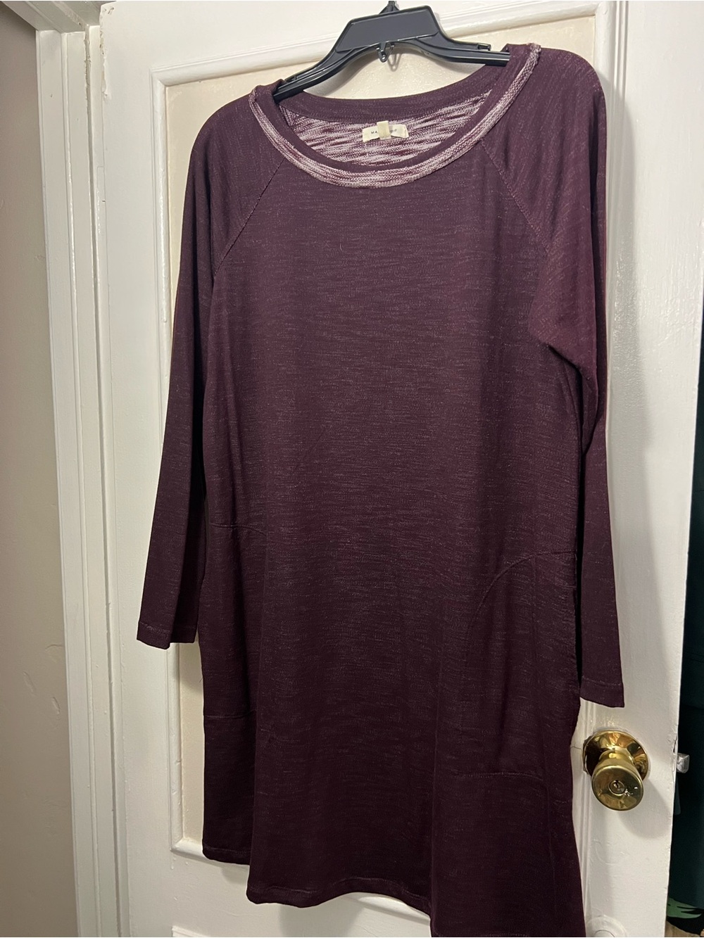 Max Studio Plum Long-Sleeve Midi Dress